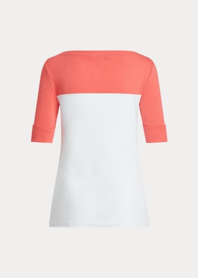 Tops Ralph Lauren Mujer Rojos / Blancos - Two-Tone Boatneck - SDZQT2645